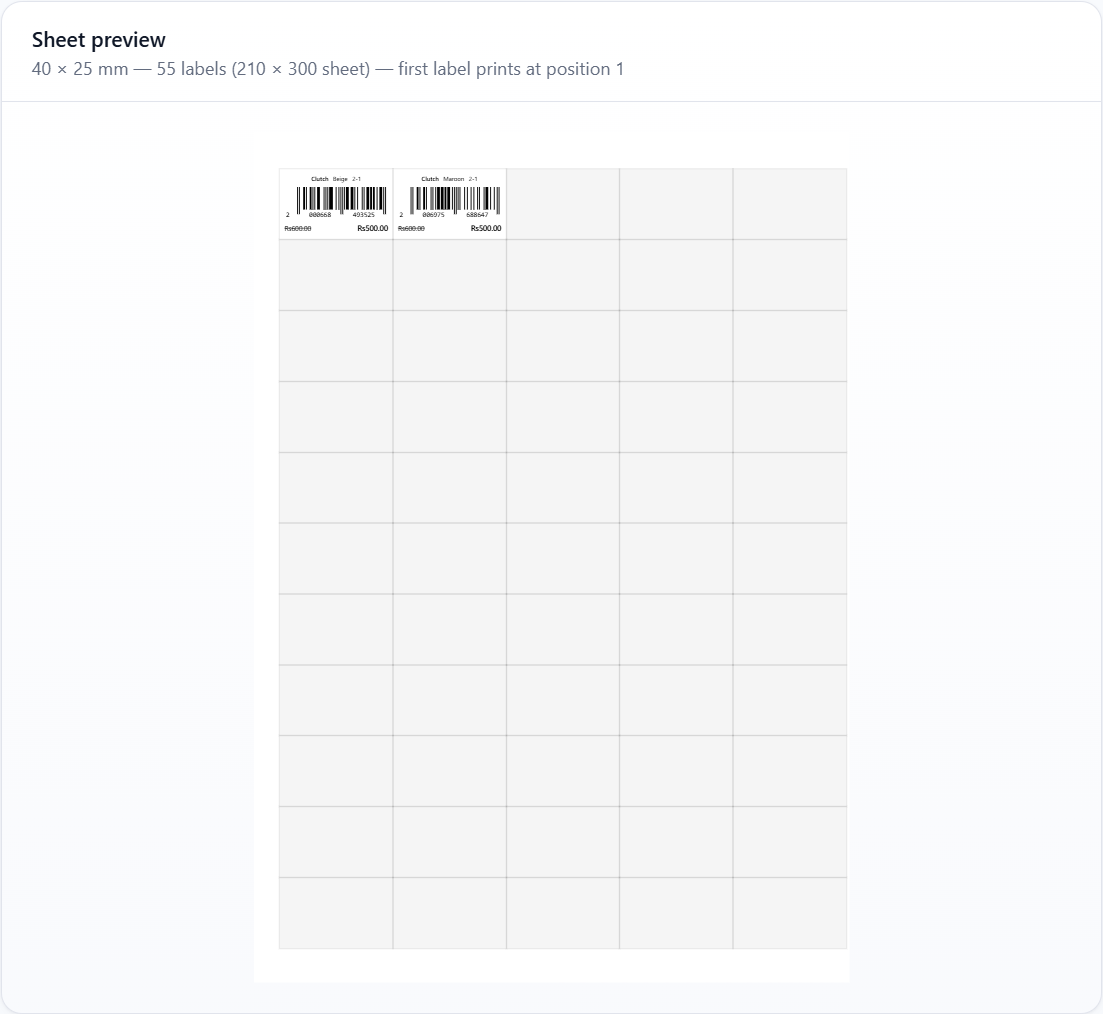 Sheet preview